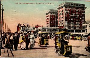 Boardwalk, Wicker Chairs Atlantic City NJ c1911 Vintage Postcard Q08