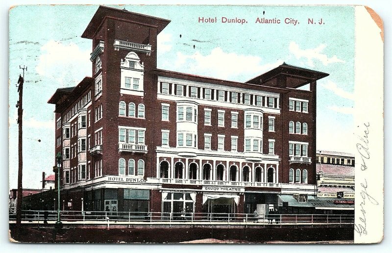 Postcard NJ Atlantic City 1908 Hotel Dunlop D4