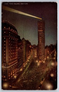 Times Square At Night, New York City, Antique 1914 HH Tammen Postcard