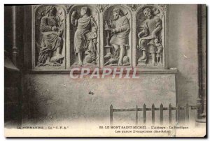 Old Postcard Mont St Michel VL & # 39Abbaye Basilica Four Evangelists Bas Relief