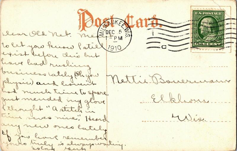 Scene on Upper Milwaukee River, Milwaukee WI c1910 Vintage Postcard P24