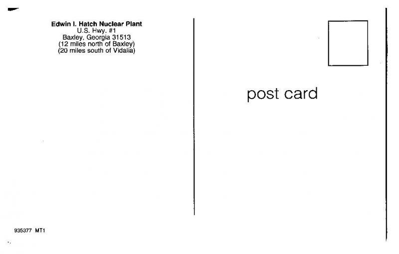 Hatch Nuclear Plant, Baxter, GA Postcard