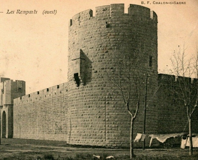 Vtg Carte Postale 1910s France Aigues Mortes Les Ramparts Château Tourelles