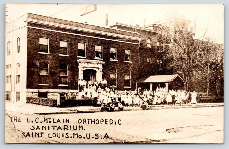 St Louis MO~McLain Orthopedic Sanitarium~Nurses~Crippled Children~1920s RPPC 