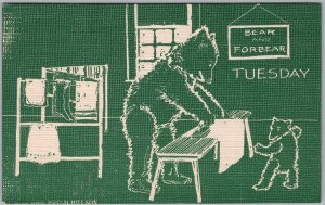 Tuesday Bears Hillson Linen Postcard Bear & Forbear Ironing Bears Tuesday H83