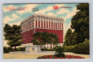 Detroit MI - Michigan, Hotel Tuller, Vintage, Linen, Postcard 