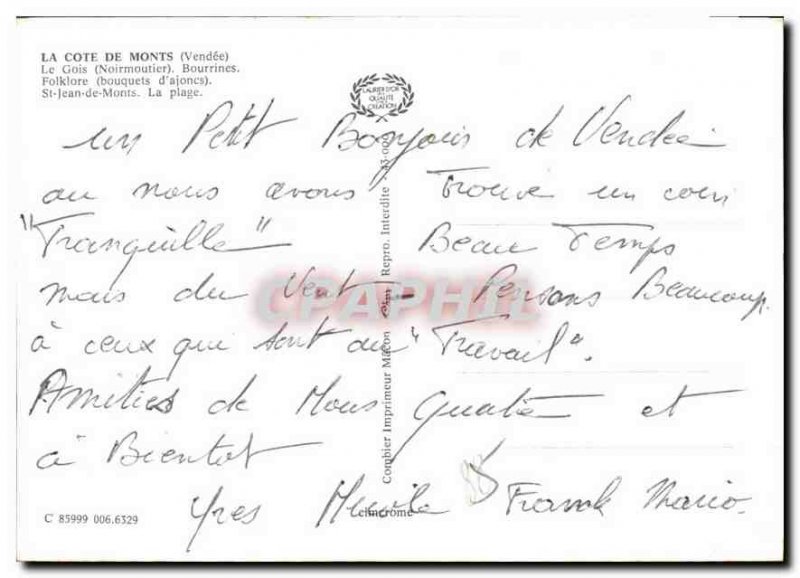 Modern Postcard The Mountains Approval Gois Noirmoutier Vendee the bourrines ...