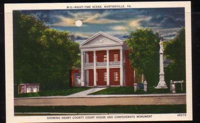 Virginia postcard Court House Martinsville night