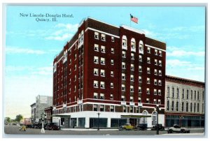 c1930 New Lincoln Douglas Hotel Exterior View Quincy Illinois Vintage Postcard