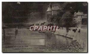 Postcard Ancient Pornic moonlit The castle and harbor & # 39entree