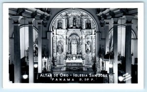 RPPC PANAMA CITY, Panama ~ Altar de Oro IGLESIA SAN JOSE Church c1940s  Postcard