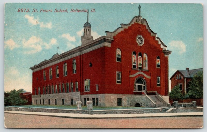 Belleville Illinois~St Peter's Catholic School~Stained Glass Windows~1908 PC 
