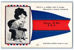 Eleanor South Dakota Postcard There's A Soldier Who Is Being Missed 1917 Pennant