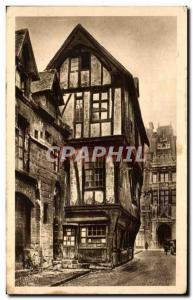 Old Postcard Rouen Old house St Romain