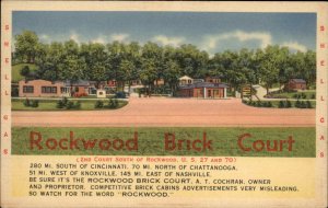 Rockwood TN Tourist Camp Linen Roadside Postcard