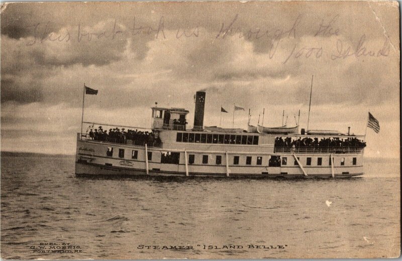 Steamer Island Belle at Thousand Islands NY Vintage Postcard D59