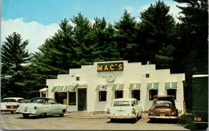 Postcard Mac's Restaurant on Lewiston Street in Mechanic Falls, Maine