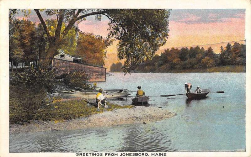 Jonesboro Maine Row Boat Waterfront Antique Postcard K7876392