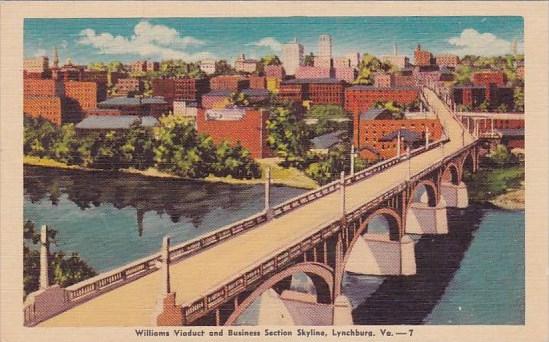 Virginia Lynchburg Williams Viaduct And BUsiness Section Skyline 1946