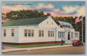 Linen~USO Club Burlington Vermont~Vintage Postcard