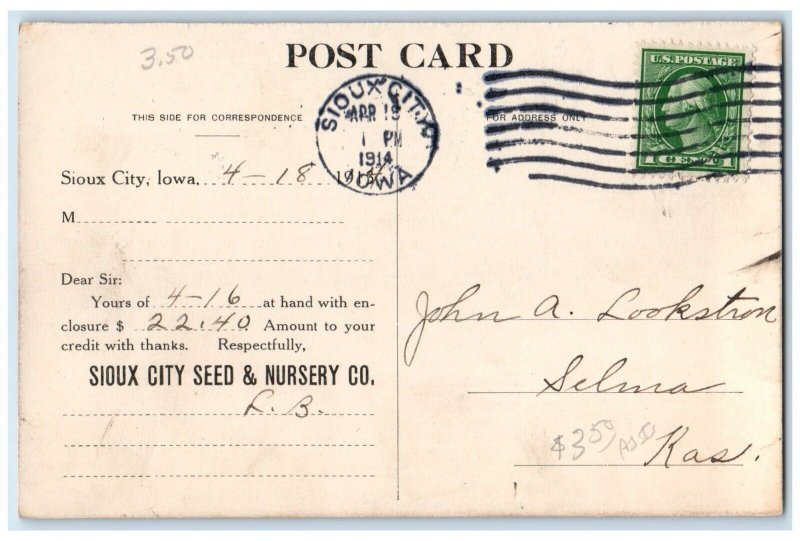 1914 Sioux City Seed Nursery Cos Plant Exterior Building Iowa Vintage Postcard