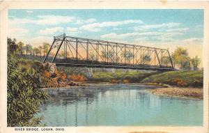 D3/ Logan Ohio Postcard Hocking County c1910 River Bridge