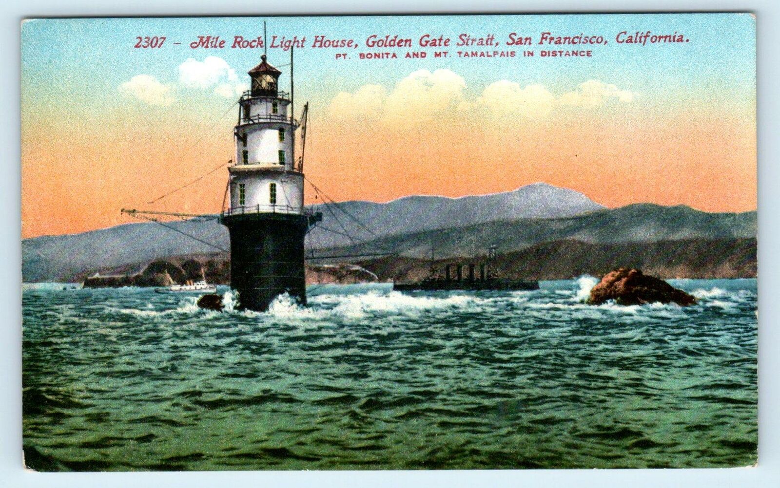 SAN FRANCISCO, CA California ~ MILE ROCK LIGHTHOUSE c1910s Postcard ...