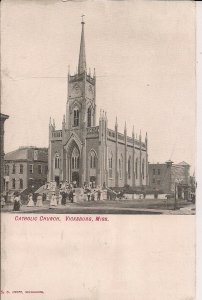 Vicksburg MS, Catholic Church, People Leaving Mass, Horse & Buggy, ca. 1910