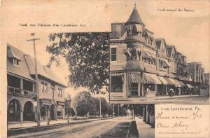 Lansdowne Pennsylvania various street scenes in town antique pc Z41597