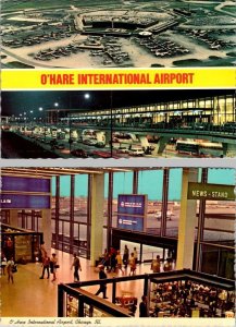 2~4X6 Postcards Chicago IL Illinois O'HARE INTERNATIONAL AIRPORT Night~Interior