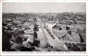 Postcard Two Countries Divided by a Wire Fence Nogales, Mexico and Arizona