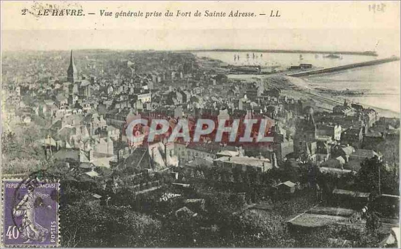 Old Postcard Le Havre Vue Generale capture of Fort Sainte Adresse