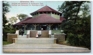 MILWAUKEE, WI Wisconsin ~ Washington Park PAVILION & RESTAURANT  c1910s Postcard