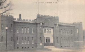 EVERETT, MA Massachusetts  STATE ARMORY  Middlesex Co  MILITARY    B&W Postcard 