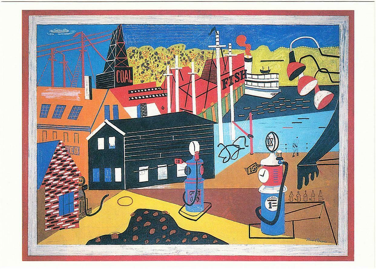 Landscape With Garage Lights by Stuart Davis American Gas Station
