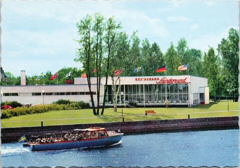 Karlstad Restaurant Sandgrund Sweden Boat Postcard D58 UNUSED