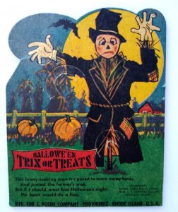 Halloween Diecut Lollypop Candy Sucker Card Scarecrow Full Moon Bat Rosen Orig.