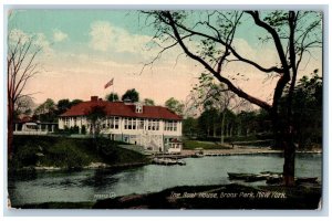 c1910's The Boat House Lake Building Docking Boats Bronx Park New York Postcard