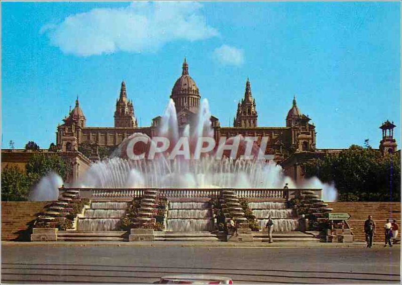 Postcard Modern Barcelona Monumental Fountain and Montjuic National Palace