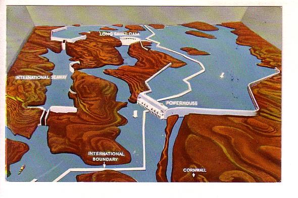 St Lawrence Seaway and Power Project, Ontario Hydro, Cornwall, Ontario, Map