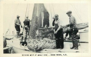 Canada New Brunswick fishing industry 1940s RPPC Photo Postcard Whale 22-5103 