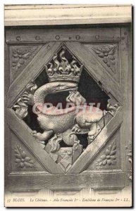 Blois Old Postcard The castle francois 1st Wing Emblem of Francois 1er