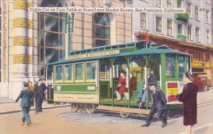 California San Francisco Cable Car On Turn Table At Powell And Market Streets