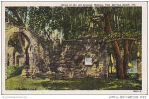 Florida New Smyrna Beach Ruins Of The Old Spanish Mission 1952 Curteich