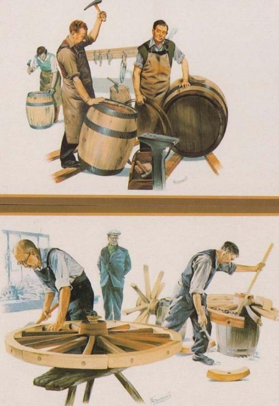 Beer Cider Making Barrel Barrels Barrelmaking Wheelwrights 2x Postcard s