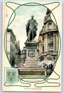 Hesse Germany Postcard Kaiser Friedrich Monument Wiesbaden c1905 Antique