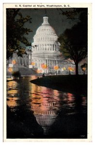 US Capitol at Night, Pink and Orange Glow, Washington, DC Postcard