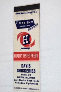 Davis Chickeries Davis Illinois 20 Strike Matchbook Cover