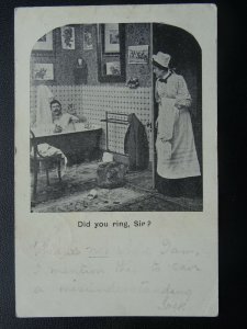 Comic Bath Time & Maid Theme DID YOU RING SIR ? c1905 Postcard