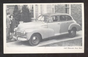 1947 CHEVROLET FOUR DOOR VINTAGE CAR DEALER ADVERTISING POSTCARD '47 CHEVY